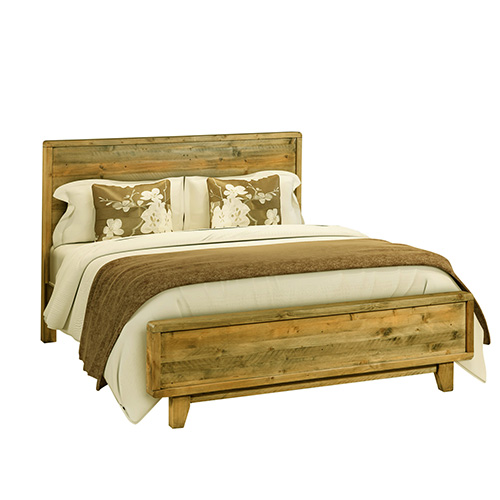 Woodstyle Solid Pine Wood In Rustic Texture Light Brown Colour Queen Bed Frame